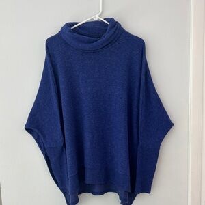 Zenana Outfitters Navy Blue Turtleneck Poncho Sweater